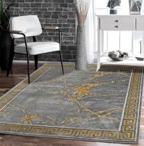 Tapete GLORY RUGS Marble 61x91 cm Cinza Dourado Moderno Tapete GLORY RUGS Marble 61x91 cm Cinza Dourado Moderno