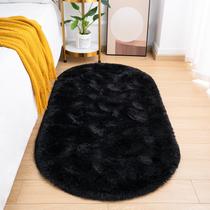 Tapete Goideal Fluffy Bedroom Small Oval Black Shag 80 cm x 160 cm