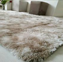 Tapete grande sala e quarto 2,0 x 1,4 m peludo pelo alto bege mesclado - TAPETE PARA SALA