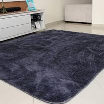 Tapete grande sala e quarto 2,0 x 1,4 m peludo pelo alto cinza chumbo