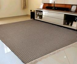tapete grande sala quarto antialérgico 100% algodão SUPER resistente Xadrez TABACO / preto / cru
