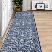 Tapete Hallway Runner KILOCOCO Vintage Floral Azul Marinho 2x7 pés