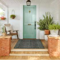 Tapete Hazo Haus Verde Escuro Lavável 90x120cm Vintage Floral