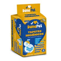 Tapete Higiênico DANAPET 80x60 30 UNIDADES 7 Camadas e C/ Fitas Adesivas Para Fixação - PREMIUM