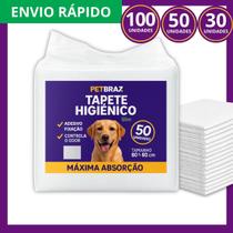Tapete Higiênico Descartável para Cachorro 100 50 e 30 Unidades 60x60 cm Fralda Pet Xixi Cão Pequeno Médio Tapete Higiênico Descartável para Cachorro 100 50 e 30 Unidades 60x60 cm Fralda Pet Xixi Cão Pequeno Médio