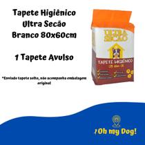 Tapete higiênico ultra secão branco 80x60cm 1 unidade avulsa - Great Pets