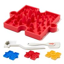 Tapete HowGo Puzzle Slow Feeder Lick para cães, mais de 38 ventosas Taça antiderrapante e pesada de enriquecimento de labirinto de silicone sem BPA Combinação para reduzir o tédio e sem ansiedade (1 unidade, vermelha)