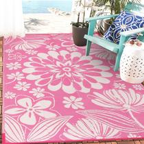 Tapete Ileading 152x244cm Impermeável Reversível Rosa Floral