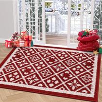 Tapete Ileading Xmas Door Mat 61x91 cm vermelho antiderrapante