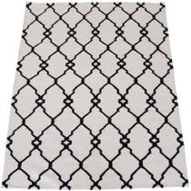 Tapete Indiano Kilim Feito à Mão Geométrico Branco Preto 1,50 x 2,00m Tapete Indiano Kilim Feito à Mão Geométrico Branco Preto 1,50 x 2,00m