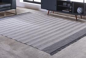 Tapete Indiano Kilim - Mallani - 1,00m x 1,50m - 100% Algodão - Cinza - Niazitex