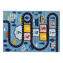 Tapete Infantil Antiderrapante 1,40m x 1,00m Mix Super Macio 01 Peça - Amarelinha Azul