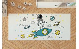 Tapete Infantil Astronauta Turquesa 45X100cm Antiderrapante