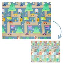 Tapete Infantil Atividades Bebê Emborrachado Dupla Face Dobrável 200 x 150 x 10mm Menino Menina Tapetinho Brincar Macio