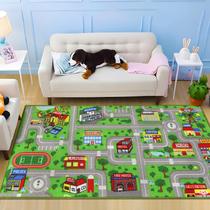 Tapete infantil Car Road Playmat Capslpad verde para crianças