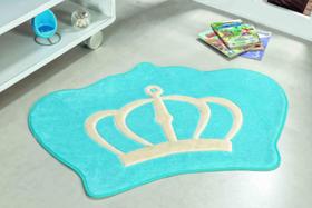Tapete Infantil De Pelúcia Coroa Principe Azul Turquesa