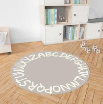 Tapete Infantil Decorativo, Redondo, 90cm - Alfabeto Cinza
