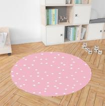 Tapete Infantil Decorativo, Redondo, 90cm - Estrela Rosa