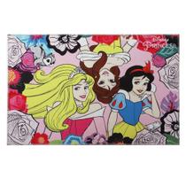 Tapete Infantil em Poliéster Antiderrapante - Joy Disney Princesas Flores 070X100Cm