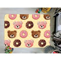 Tapete Infantil Emborrachado Antiderrapante Divertido 90cmx125cm Urso Donuts