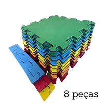Tapete Infantil EVA 1m² Colorido Antiderrapante Impermeável Kit 8 Placas 50x50cm