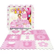 Tapete Infantil Eva Vogais Menina Rosa 9 Placas Nig