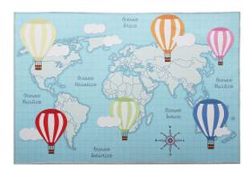 Tapete Infantil Joy Mapa Mundi Balões 70cmx100cm Jolitex