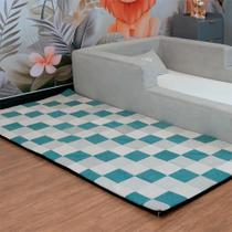 Tapete Infantil Mosaico Almofadado 218x100cm Verde Água