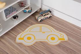 Tapete Infantil Natural Formato de Carro Amarelo 48X79CM