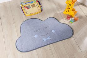 Tapete Infantil Pelúcia Formato Nuvem Cinza Com Azul
