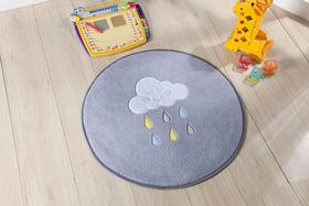 Tapete Infantil Quarto Bebê Chuva de Benção Cinza Com Azul