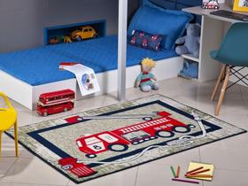 Tapete Infantil Quarto Menino Masculino 80cm Carro Bombeiro - Lancer
