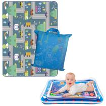 Tapete Infantil Tapetinho Tatame Bebê Dupla Face Dobrável + Almofada Água Inflável Recém Nascido Menino Menina Tapete Infantil Tapetinho Tatame Bebê Dupla Face Dobrável + Almofada Água Inflável Recém Nascido Menino Menina