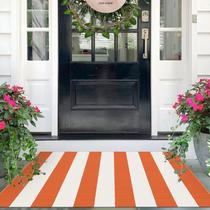 Tapete IOHOUZE Fall Door Mat 70x109cm Laranja Branco Listrado