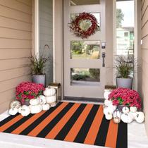 Tapete IOHOUZE Fall Door Mat 91x152 cm Laranja Preto Listrado