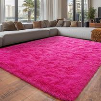 Tapete Isdook Fluffy Hot Pink Polyester 180x270cm para sala de estar Tapete Isdook Fluffy Hot Pink Polyester 180x270cm para sala de estar