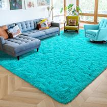 Tapete ISEAU Fluffy Teal Blue 180 cm x 270 cm Soft Shaggy para crianças