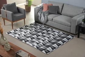Tapete Jacquard Luxo para Sala Quarto Escritório 3,00m x 1,45m Antiderrapante Geométrico Losango Preto e Cinza Tapete Jacquard Luxo para Sala Quarto Escritório 3,00m x 1,45m Antiderrapante Geométrico Losango Preto e Cinza
