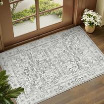 Tapete jinchan 61x91 cm Tapete interno floral antiderrapante cinza Tapete jinchan 61x91 cm Tapete interno floral antiderrapante cinza