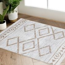 Tapete jinchan Moroccan Entryway 60x90cm Taupe Faux Wool