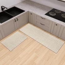 Tapete Jogo 2 Peças Cozinha Passadeira 1,30m X 0,45m Capacho 0,65m X 0,45m Quadriculado Luxo Bege Boho Tapete Jogo 2 Peças Cozinha Passadeira 1,30m X 0,45m Capacho 0,65m X 0,45m Quadriculado Luxo Bege Boho