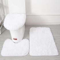 Tapete Jogo De Banheiro Kit 3 Peças Banheiro Branco Luxuoso