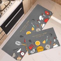 Tapete Jogo De Cozinha 2 Peças Antiderrapante Home Mat