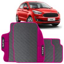 Tapete Ka 2014 a 2021 Rosa Jogo 4 Peças Emborrachado Sob Medida Antiderrapante Premium
