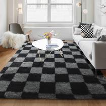 Tapete KICMOR para sala de estar 160x230cm preto e cinza macio Tapete KICMOR para sala de estar 160x230cm preto e cinza macio