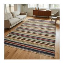 Tapete Kilim Artesanal Lã 246x300 Listrado Colorido Indiano para Sala Quarto Tapete Kilim Artesanal Lã 246x300 Listrado Colorido Indiano para Sala Quarto