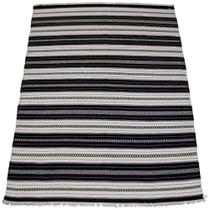 Tapete Kilim Índia Listrado Geométrico Branco Preto 2,00 x 2,50m