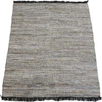 Tapete Kilim Indiano Tiras de Couro Natural Bege 2,00x2,50m