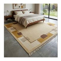 Tapete Kilim Lã Bege Geométrico Artesanal 254x351cm para Sala Quarto Fino Tapete Kilim Lã Bege Geométrico Artesanal 254x351cm para Sala Quarto Fino