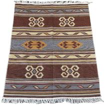 Tapete Kilim Turco Dupla Face Algodão Oriental Laranja 1x140